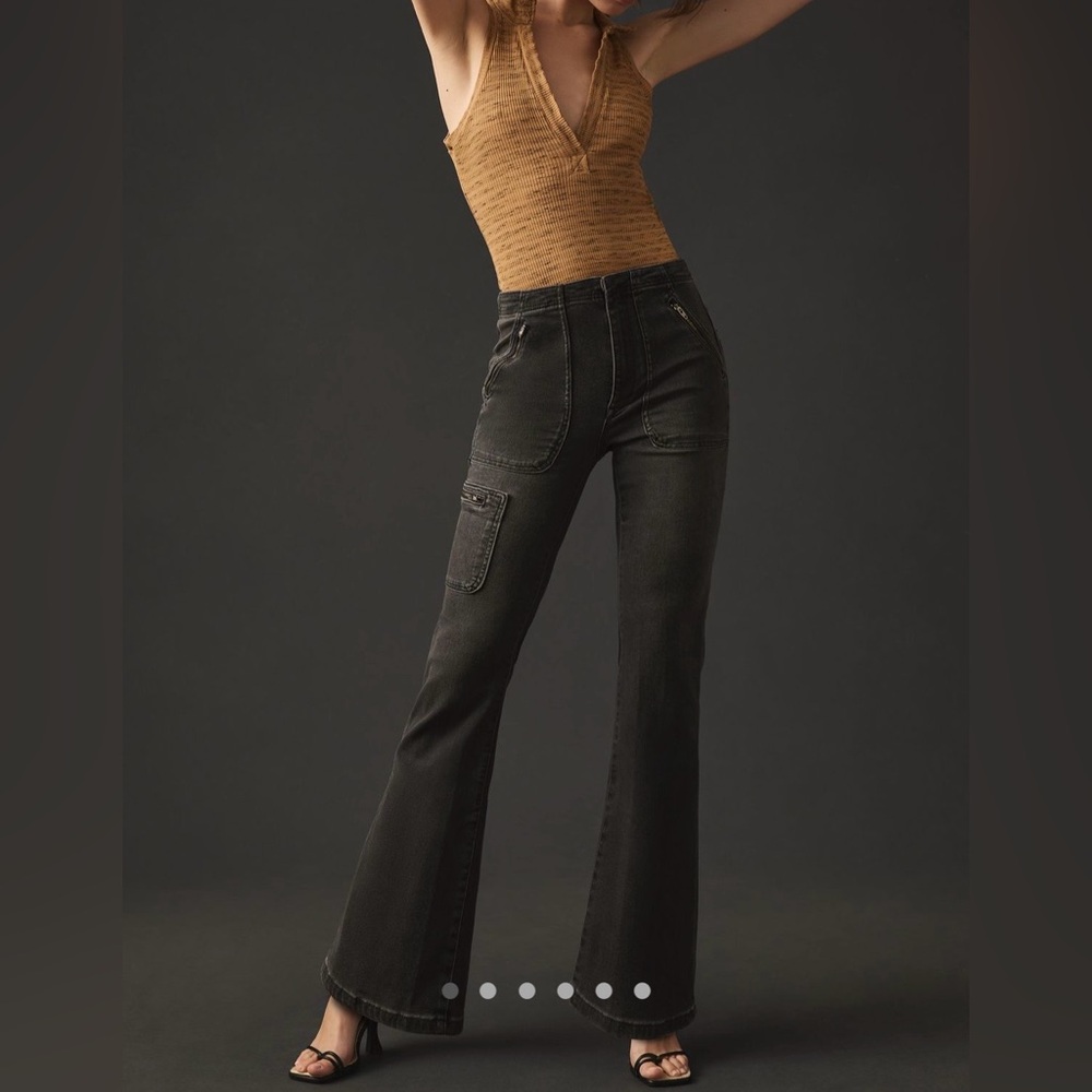 Pilcro Charcoal Bootcut Moto Jeans